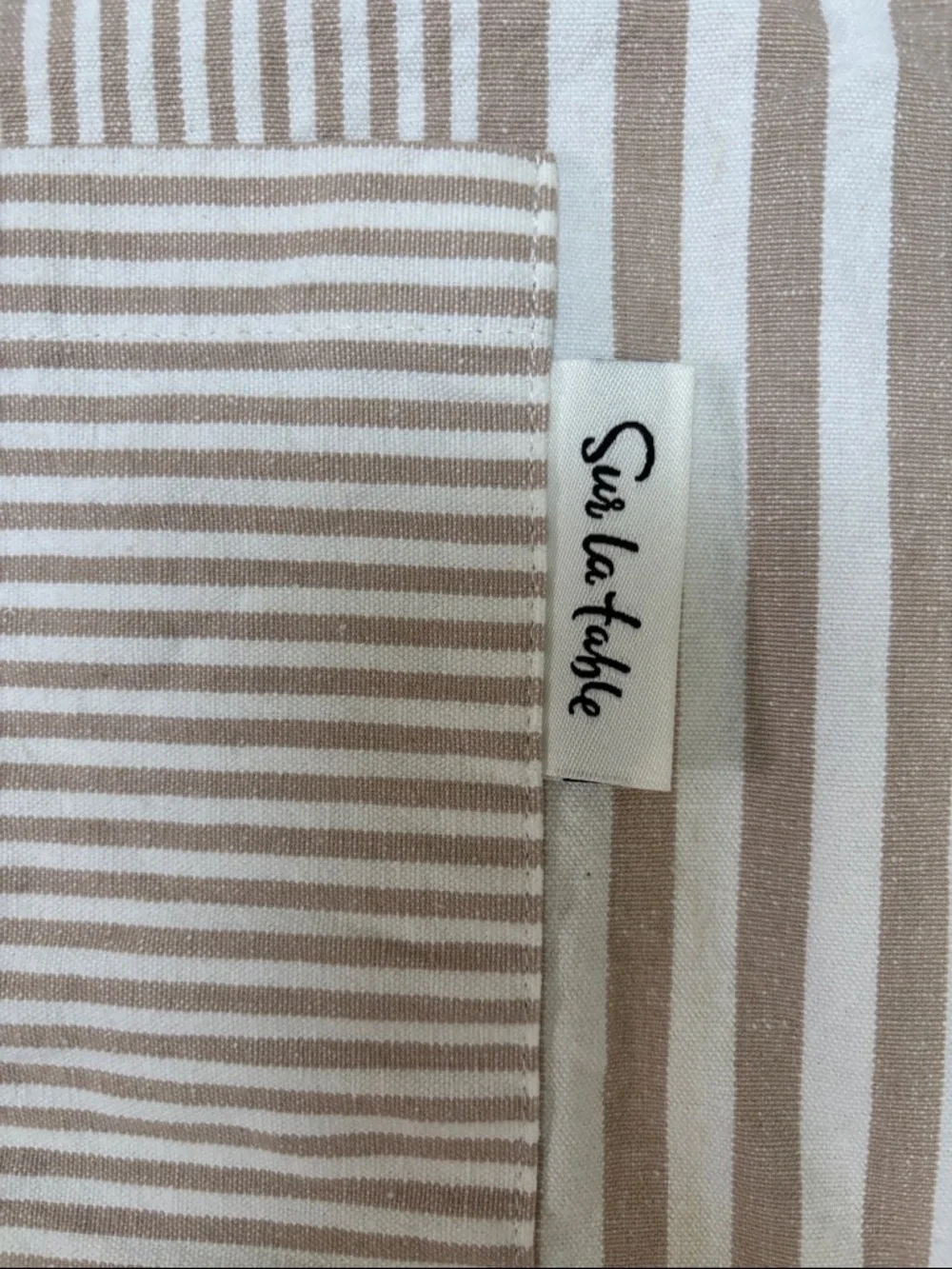 Sur La Table Striped Cotton Apron in Beige and White - Picture 2 of 3